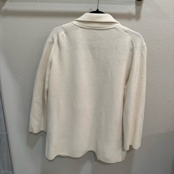 J.Crew 365 Women L Cream Sophie Merino Wool Open Front Sweater Blazer J0244 - Picture 1 of 12